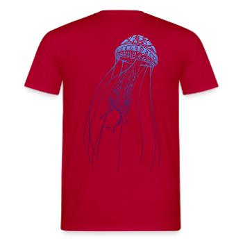 Diving Diver Jellyfish Jellyfish Dive Tattoo - Men's T-Shirt - red - Back - AI Model Male 178 dark (178cm)