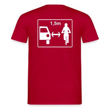Abstand Halten 1,50m Fahradfahrer T-shirt - Männer T-Shirt - Rot - Hinten - AI Model Male 178 dark (178cm)