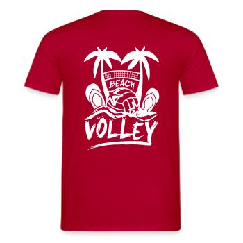 Strand VOLLEY - Männer T-Shirt - Rot - Hinten - AI Model Male 178 dark (178cm)