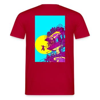 Néon de la tour de plongée Pop Art - T-shirt homme - rouge - Dos - AI Model Male 178 dark (178cm)