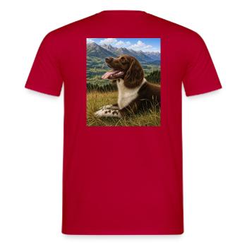 Berglandschaft Hundportrait - Männer T-Shirt - Rot - Hinten - AI Model Male 178 dark (178cm)