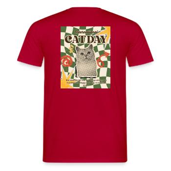 Internationaler Katzentag Retro-Druck - Männer T-Shirt - Rot - Hinten - AI Model Male 178 dark (178cm)