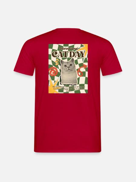 Internationaler Katzentag Retro-Druck - Männer T-Shirt - Rot