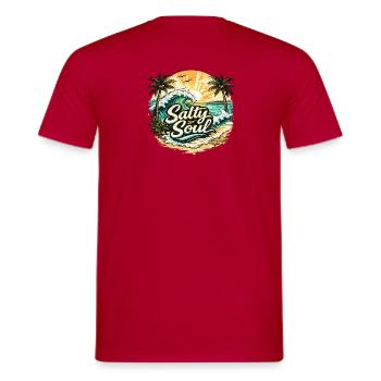 Salty Soul Beach Shirt - Men's T-Shirt - red - Back - AI Model Male 178 dark (178cm)