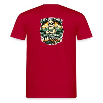 Lamacool Lama Motiv - Männer T-Shirt - Rot - Hinten - AI Model Male 178 dark (178cm)