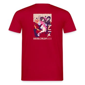 Anime Cute Hero - T-shirt homme - rouge - Dos - AI Model Male 178 dark (178cm)