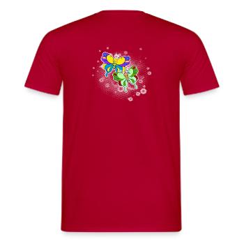 Deux papillons avec nuage de pixels - T-shirt homme - rouge - Dos - AI Model Male 178 dark (178cm)