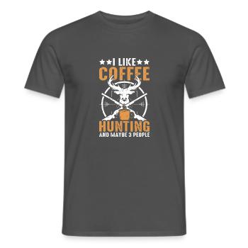 Ich mag es, Kaffee zu jagen und vielleicht 3 Leute - Männer T-Shirt - Anthrazit - Vorne - AI Model Male 178 light (178cm)
