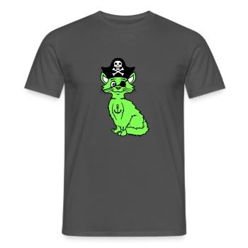 Süße Pirat Katzen Seeräuber Augenklappe Hut Kostüm - Männer T-Shirt - Anthrazit - Vorne - AI Model Male 178 light (178cm)