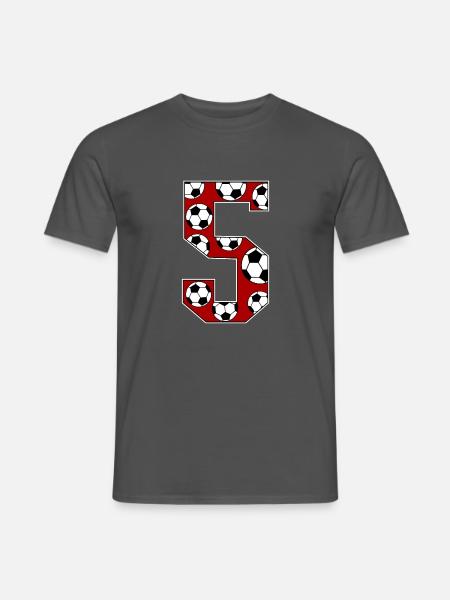 5. Geburtstag Fußball rot - Männer T-Shirt - Anthrazit
