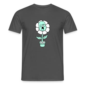 Yawning Tired Sleepy Head Flower Face Flower Pot - Men's T-Shirt - charcoal grey - Front - AI Model Male 178 light (178cm)