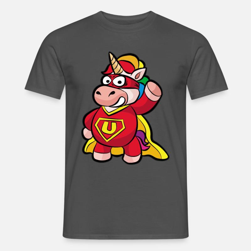 Superheld Einhorn - Männer T-Shirt - Anthrazit
