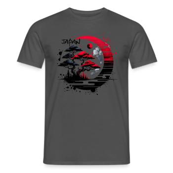 Japan Landscape Moon - Men's T-Shirt - charcoal grey - Front - AI Model Male 178 light (178cm)