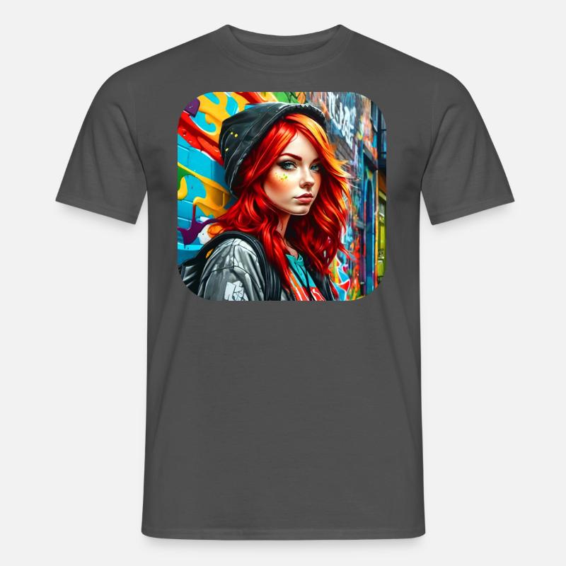Cooles irisches rothaariges Mädchen - Männer T-Shirt - Anthrazit