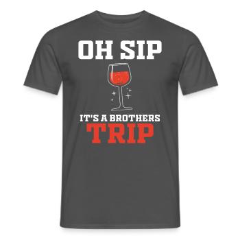 Geschwister Oh Sip Its A Brothers Trip - Men's T-Shirt - charcoal grey - Front - AI Model Male 178 light (178cm)