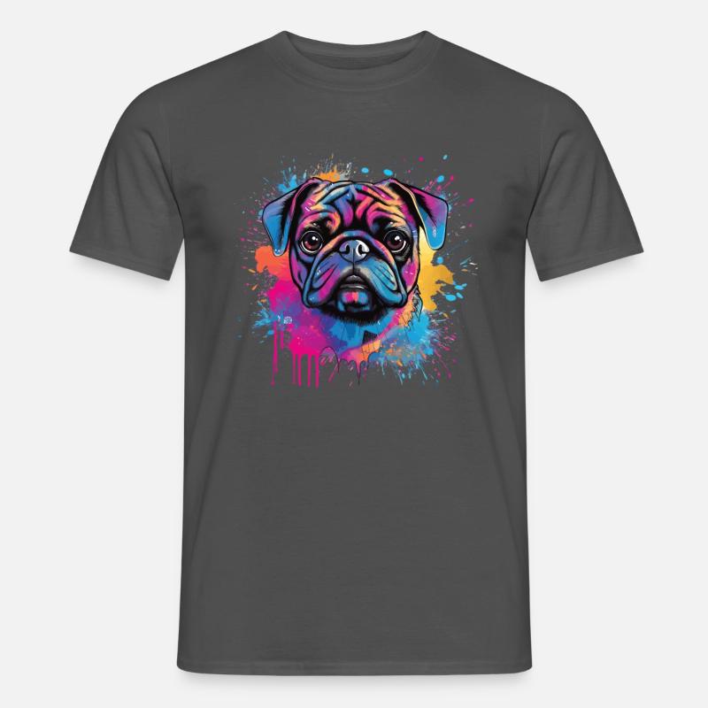 Mops-farbspritzer-design - Männer T-Shirt - Anthrazit