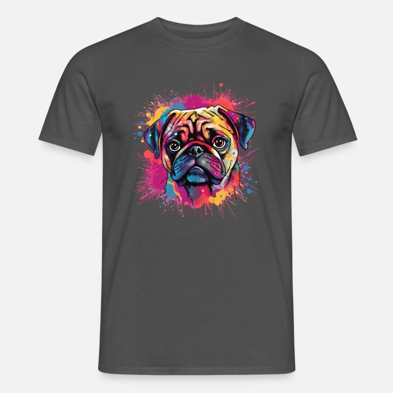 Mops-farbspritzer-design - Männer T-Shirt - Anthrazit