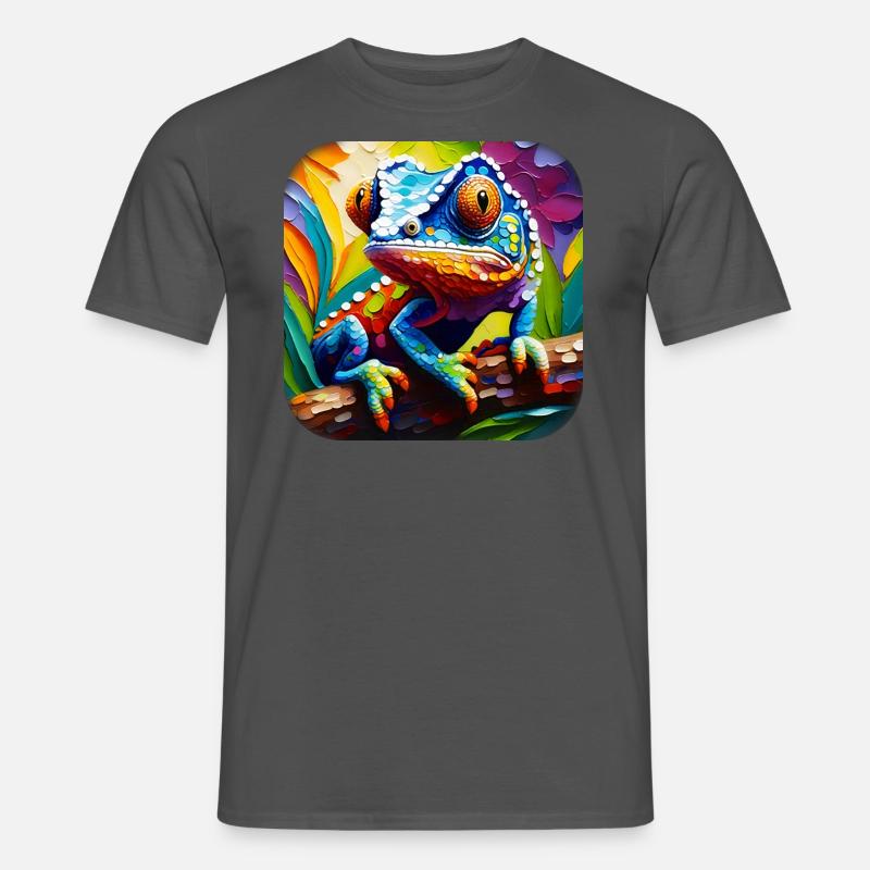 Bunte Echse - Männer T-Shirt - Anthrazit