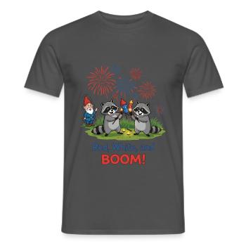 Raccoon 4th of July Fireworks Party - Men's T-Shirt - charcoal grey - Front - AI Model Male 178 light (178cm)