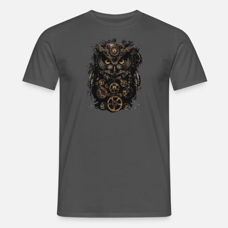Steampunk Eule - Männer T-Shirt - Anthrazit