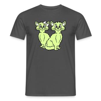 Zwei Katzen Paar 2 Romantisches verliebtes Pärchen - Männer T-Shirt - Anthrazit - Vorne - AI Model Male 178 light (178cm)