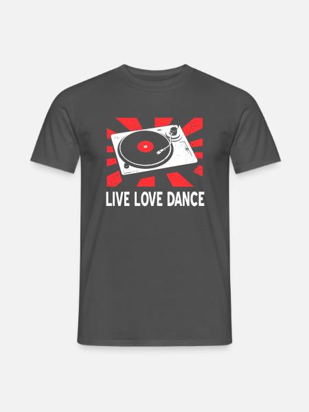 Live Love Dance Cool Retro Music Lover T-Shirt - Männer T-Shirt - Anthrazit
