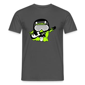 Cool Party Monster Alien Plays Guitar Music - Men's T-Shirt - charcoal grey - Front - AI Model Male 178 light (178cm)