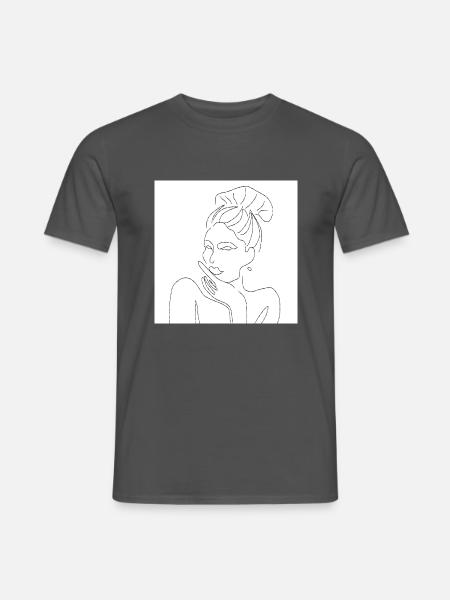 Minimalistische Frau - Männer T-Shirt - Anthrazit