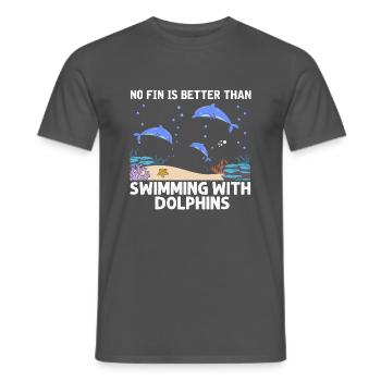 With Dolphins Swimming Dolphin Ocean Sea Mammal - Men's T-Shirt - charcoal grey - Front - AI Model Male 178 light (178cm)