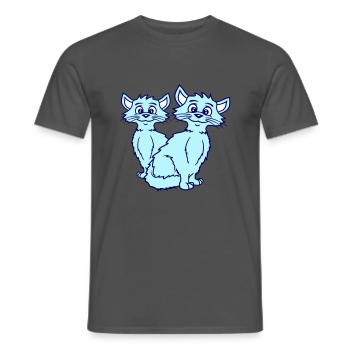 Deux chats heureux 2 amis Couple Équipe Couple - T-shirt homme - charbon - Devant - AI Model Male 178 light (178cm)