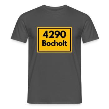 Town sign - then retro old zip code 4290 BOCHOLT - Men's T-Shirt - charcoal grey - Front - AI Model Male 178 light (178cm)