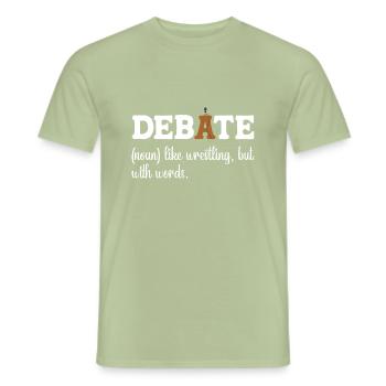 Debating Debate Arguing - Men's T-Shirt - sage - Front - AI Model Male 178 light (178cm)