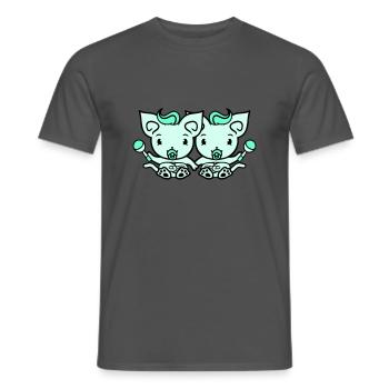 2 pacifiers cats Two baby siblings twins - Men's T-Shirt - charcoal grey - Front - AI Model Male 178 light (178cm)