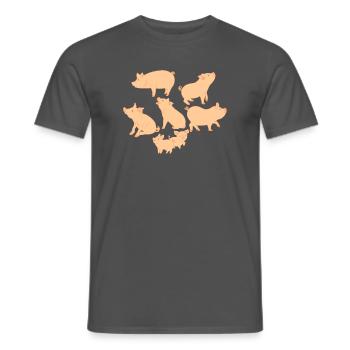 Cinq porcs et deux porcelets - T-shirt homme - charbon - Devant - AI Model Male 178 light (178cm)