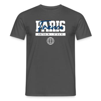 Paris Frankreich Koordinaten Reise Souvenir - Männer T-Shirt - Anthrazit - Vorne - AI Model Male 178 light (178cm)