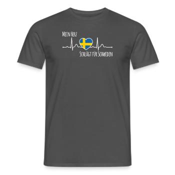 My heart beats for Sweden Scandinavia - Men's T-Shirt - charcoal grey - Front - AI Model Male 178 light (178cm)