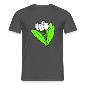 White Tulips Bouquet Spring Summer Flowers - Men's T-Shirt - charcoal grey - Front - AI Model Male 178 light (178cm)