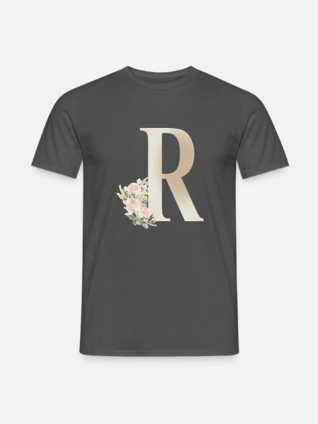 Buchstabe R mit Blumen - Männer T-Shirt - Anthrazit
