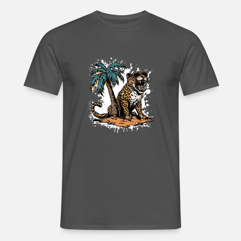 Leopard Island Palm Tree - Men's T-Shirt - charcoal grey
