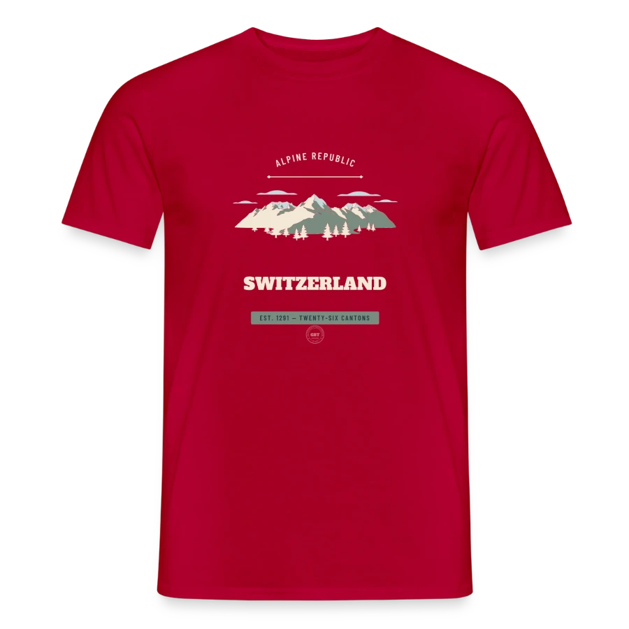 Switzerland badge on a men's t-shirt, red