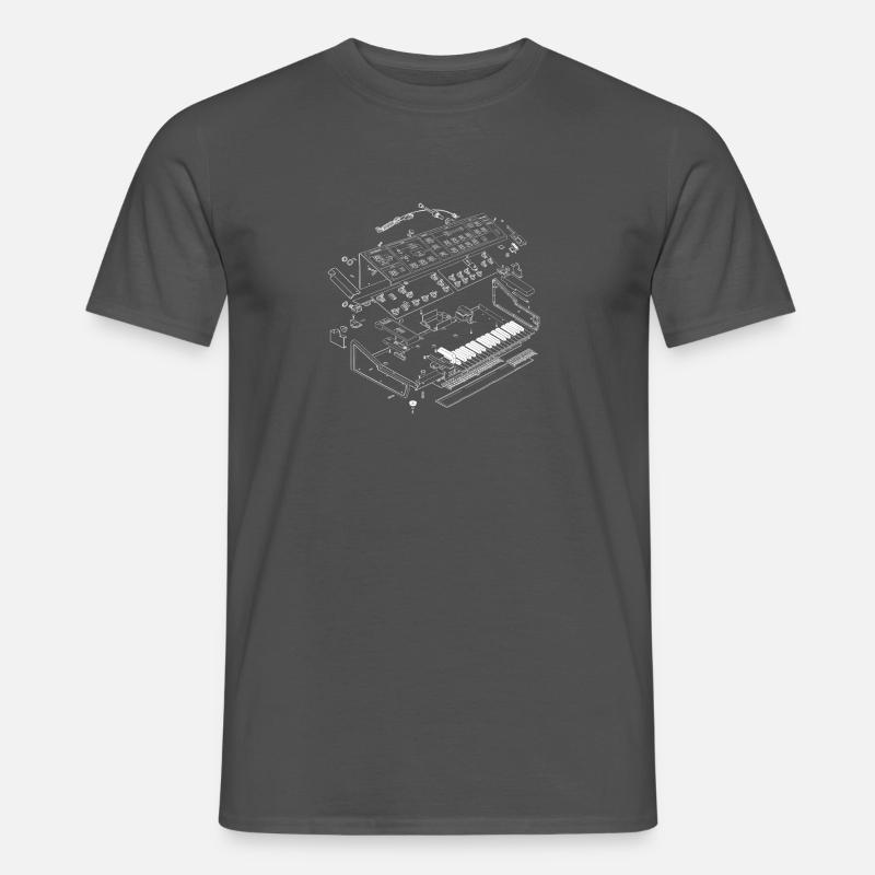 Analog synthsizer in exploded drawing - Men’s T-shirt - charcoal grey
