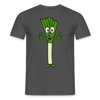 Drôle de poireau Signe de victoire légume fitness vert - T-shirt homme - charbon - Devant - AI Model Male 178 light (178cm)