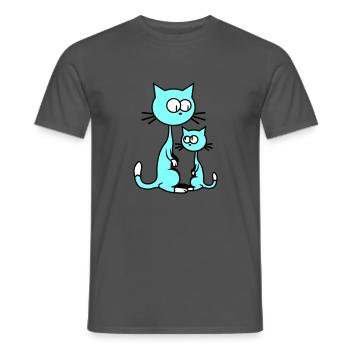 2 Curious Cats Looking Funny Mom Dad Child - Men's T-Shirt - charcoal grey - Front - AI Model Male 178 light (178cm)