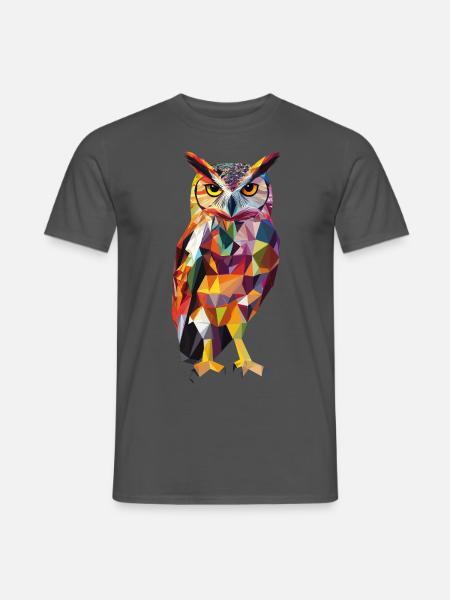 Low Poly Owl – modern design for the smart - Men's T-Shirt - charcoal grey