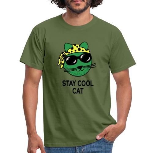 Coole Katze mit bunter Bandana - Männer T-Shirt