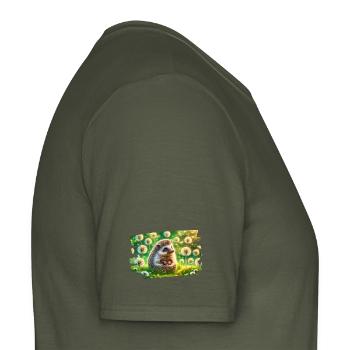 Charmanter Igel im Zauber der Sommerwiese - Männer T-Shirt - Militärgrün - Rechts - AI Model Male 178 light (178cm)