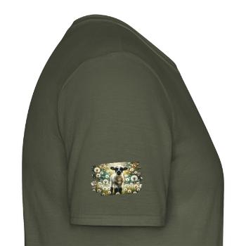 Charmantes Lamm im traumhaften Löwenzahnfeld - Männer T-Shirt - Militärgrün - Rechts - AI Model Male 178 light (178cm)
