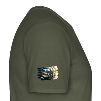 Modern luxury car in the rain reflection - Men's T-Shirt - military green - Right - AI Model Male 178 light (178cm)
