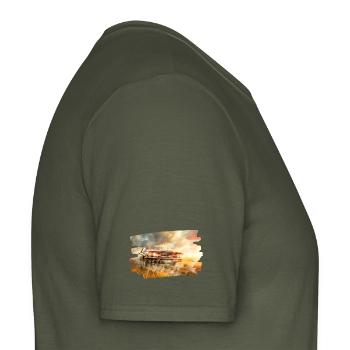 Klassisches Muscle-Car im Schein des Sonnenuntergangs - Männer T-Shirt - Militärgrün - Rechts - AI Model Male 178 light (178cm)