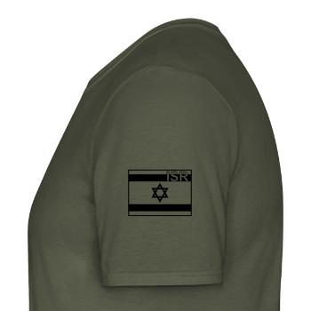 Drapeau tactique d’Israël - ISR - T-shirt homme - vert militaire - Gauche - AI Model Male 178 light (178cm)